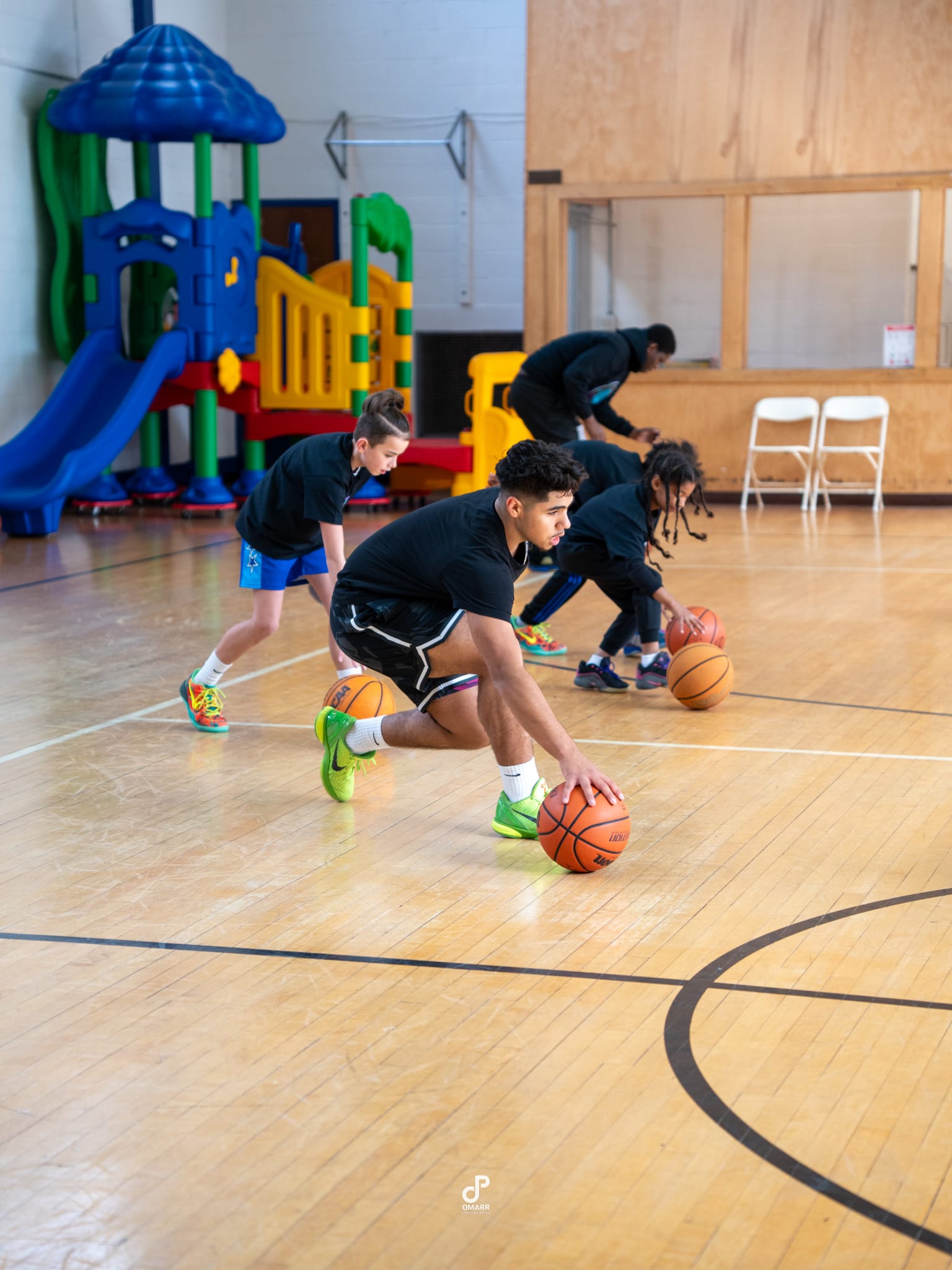 Youth Players Training in Gymnasium